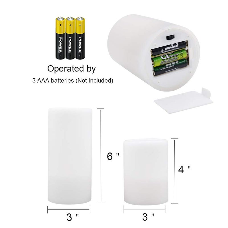 Eldnacele Flameless Flickering Candles Battery Operated Real Wax White Color with 8 Hours Timer for Christmas Home Decoration and Parties Set of 6(3"x 4", 3"x 6") - Image 2